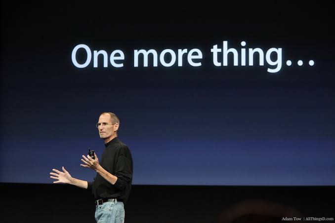 Steve Jobs presenting at an Apple keynote event
